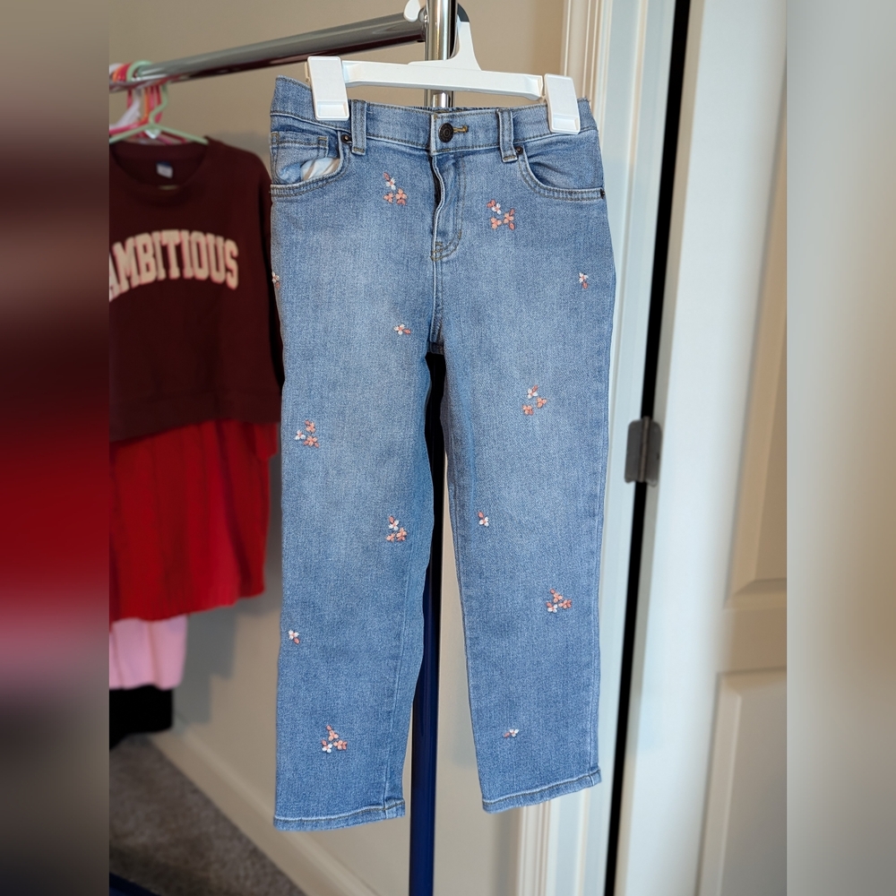Girls mini floral print jeans